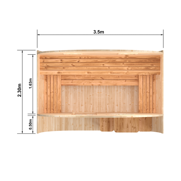 Fasssauna / Gartensauna / Banja / Oval 3,5 m ohne Vorraum mit Balkon